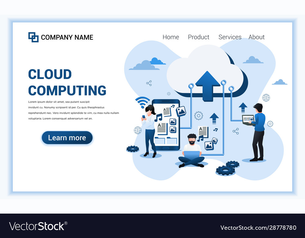 Cloud computing concept with characters can use vector image Cloud computing concept with characters can use