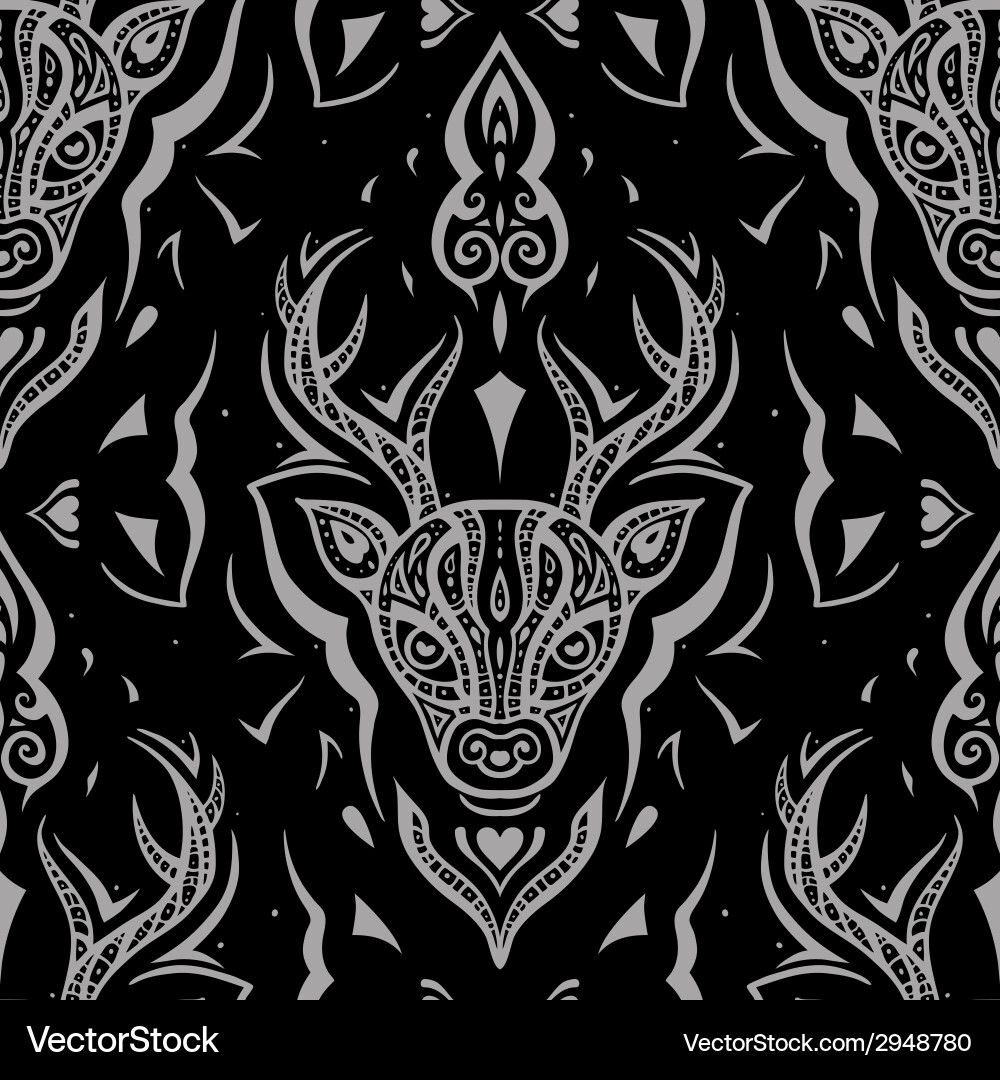 Deer head seamless pattern Royalty Free Vector Image