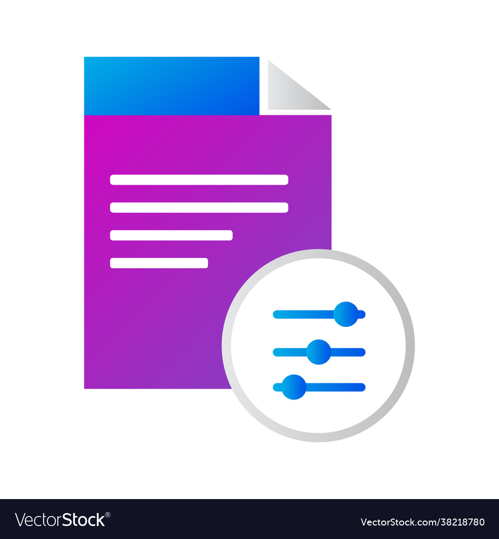 File icon with adjustmen gradient style vector image File icon with adjustmen gradient style