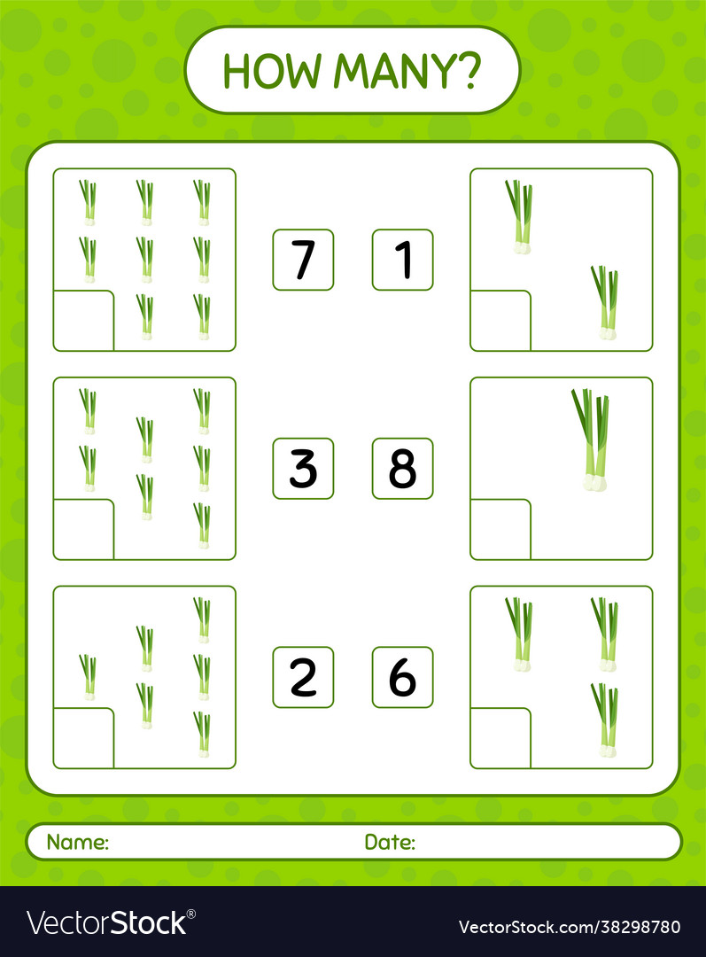 How many counting game with spring onion Vector Image How many counting game with spring onion