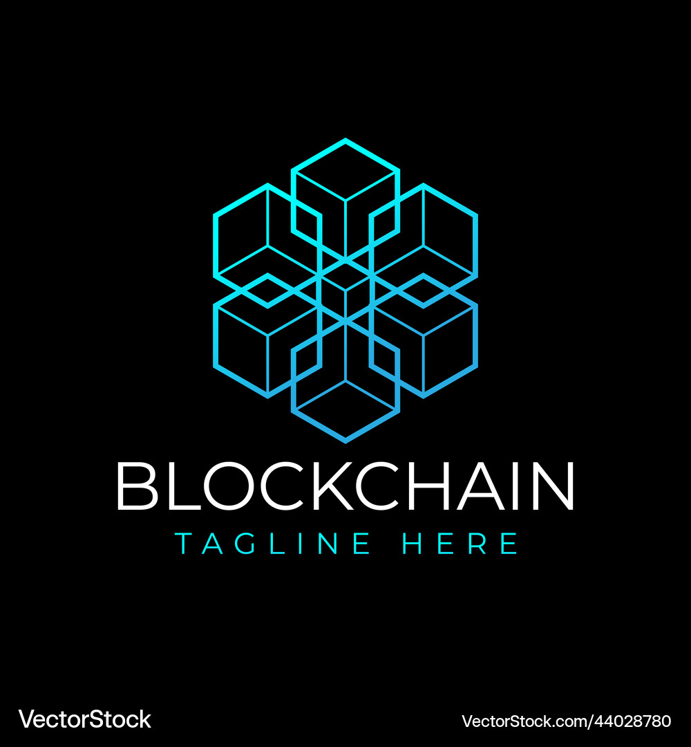 Modern block chain technology logo design Vector Image