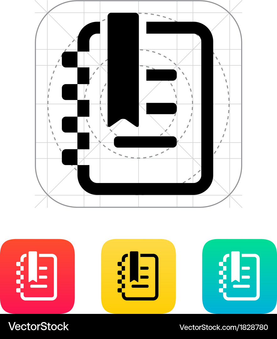 Notepad with label icon Royalty Free Vector Image