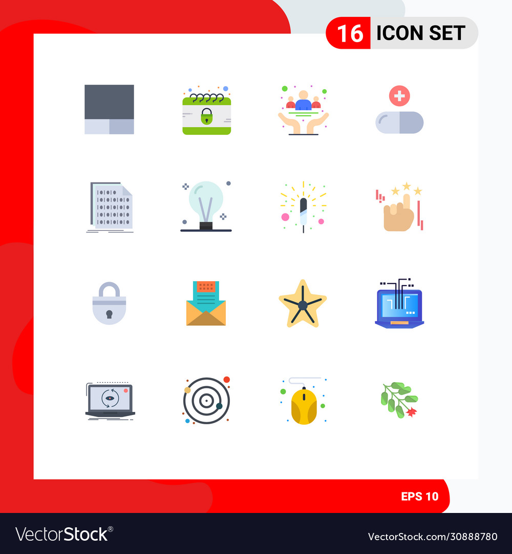 Pictograph set 16 simple flat colors coding