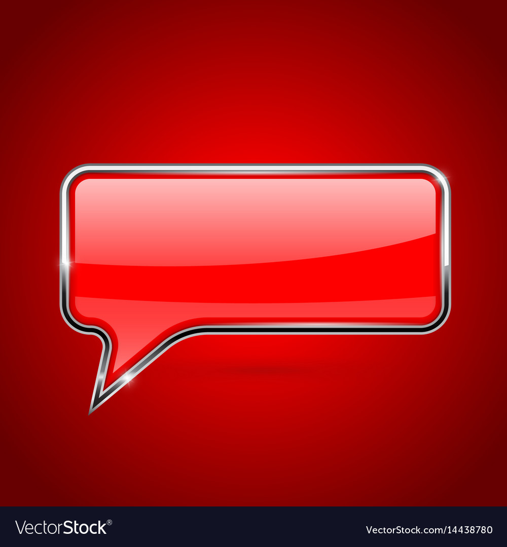 Red speech bubble with chrome frame on