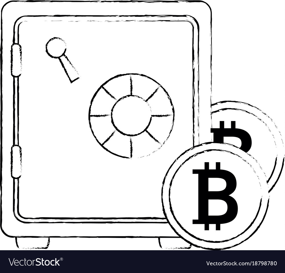 Safe box with bitcoin isolated icon