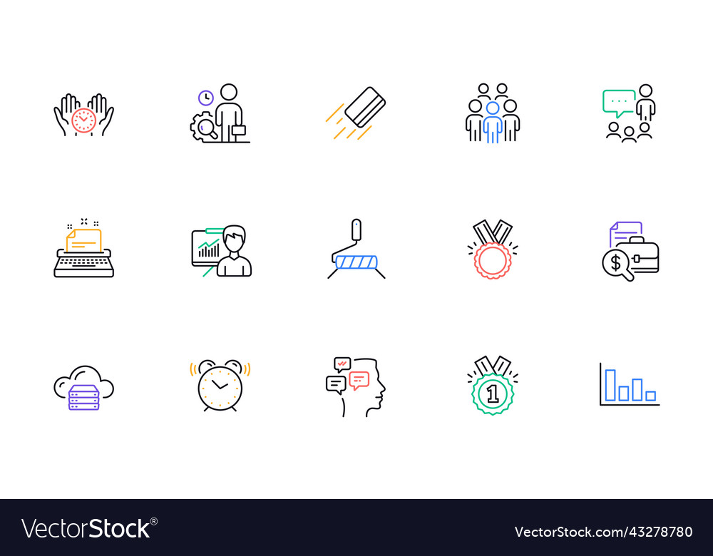 Safe time approved and messages line icons vector image Safe time approved and messages line icons