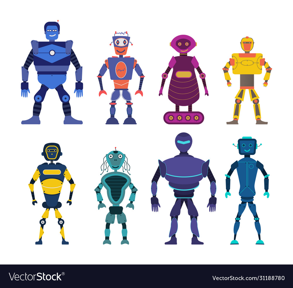 Set cartoon robots