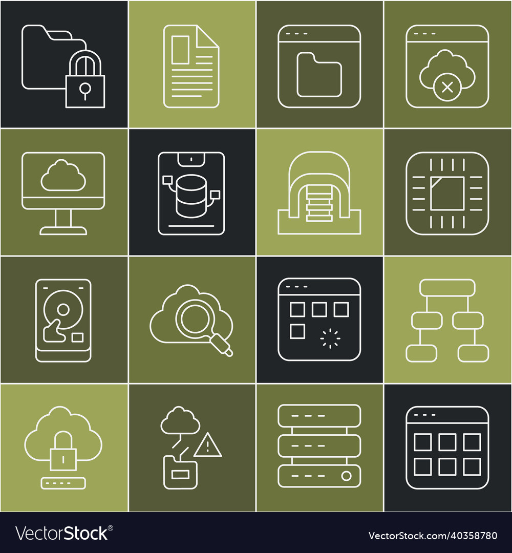 Set line browser files hierarchy organogram chart vector image Set line browser files hierarchy organogram chart