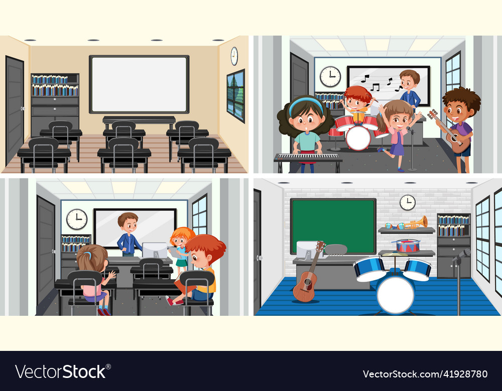 Set of student in the classroom scene