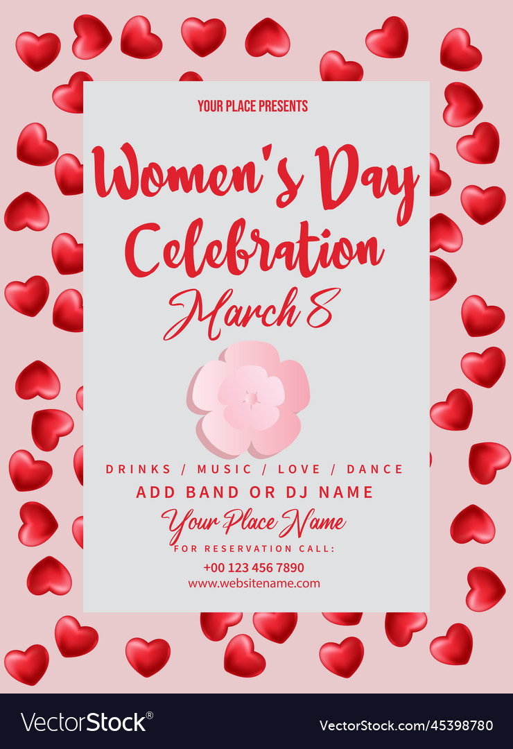 Womens Day Party Celebration Poster Flyer Design Vector Image