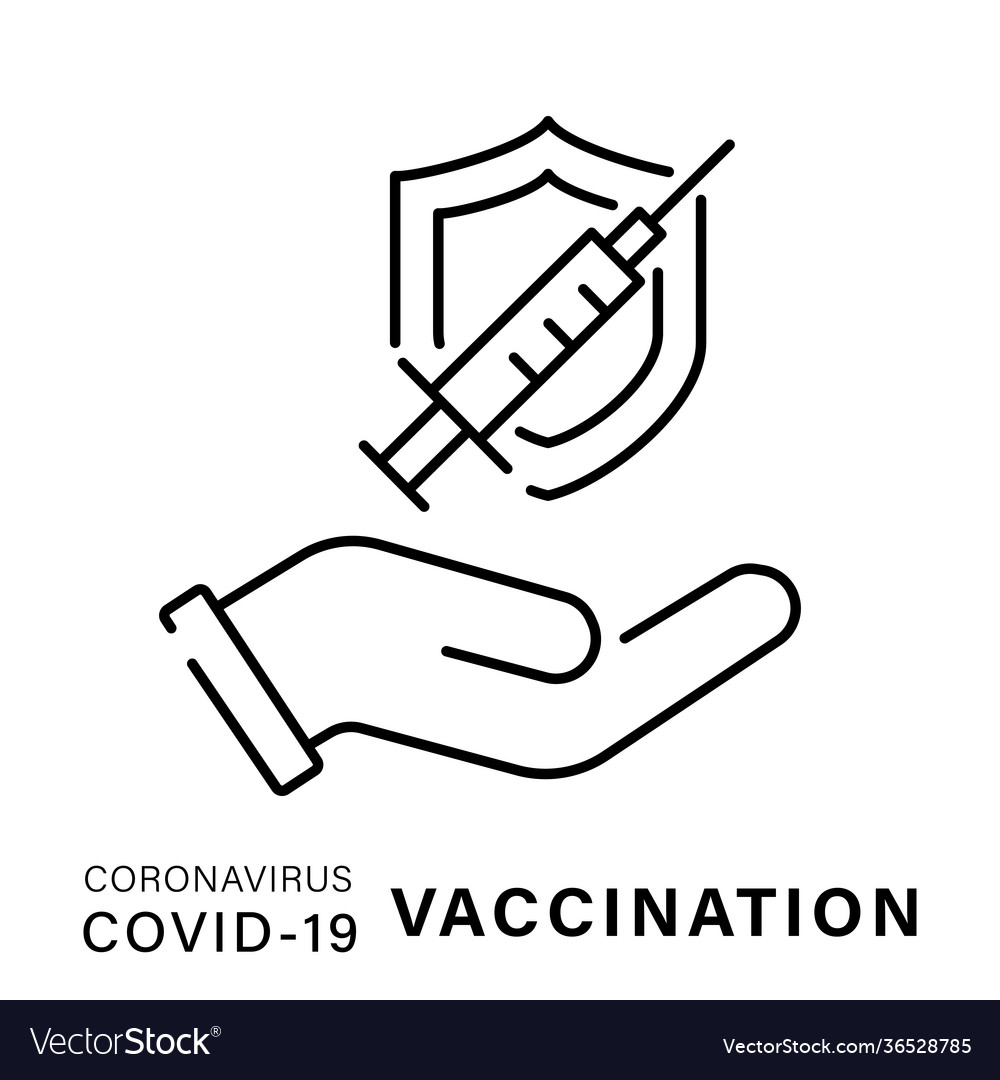 A simple linear icon showing covid-19