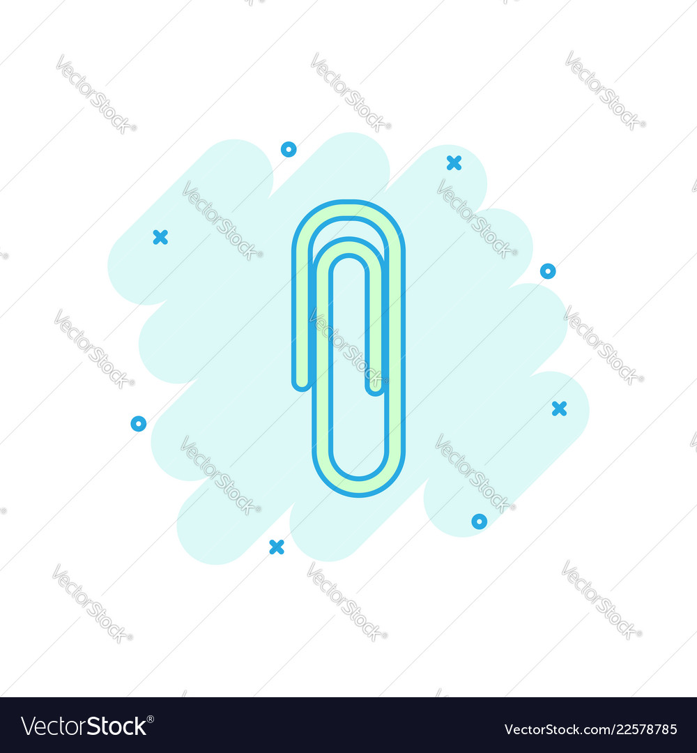 Cartoon paper clip attachment icon in comic style