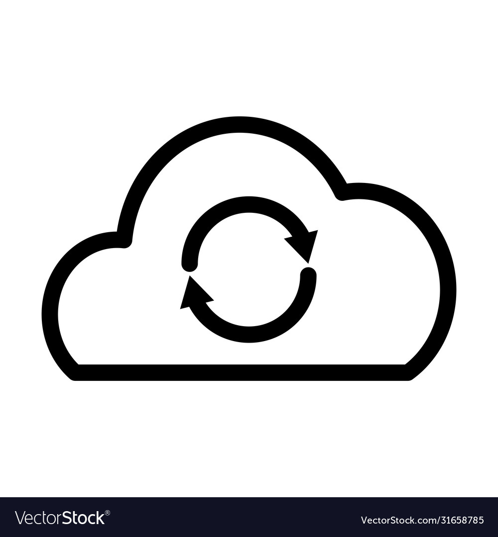 Cloud storage with sync arrows icon line style