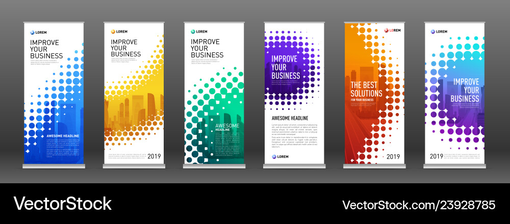 Construction Roll Up Banners Design Templates Set Vector Image