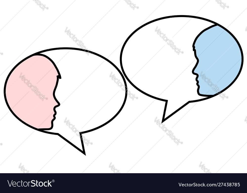 Dialog - speech bubbles with two faces man