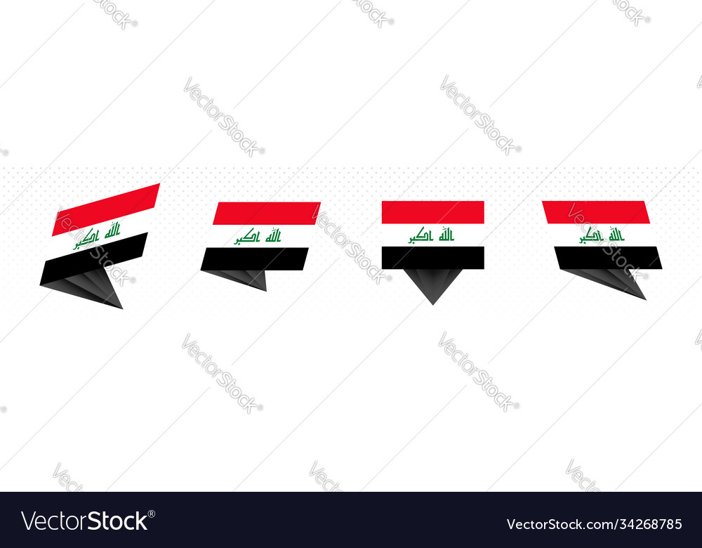 Flag iraq in modern abstract design set