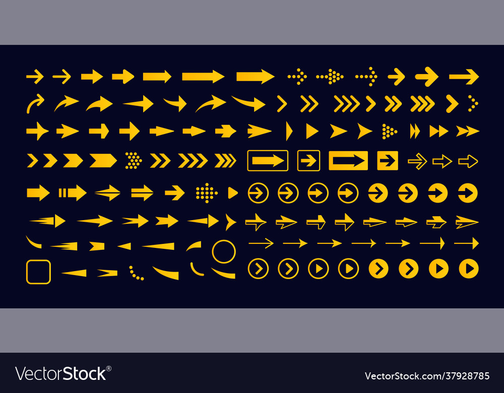 Geometric right arrow set icon pointer