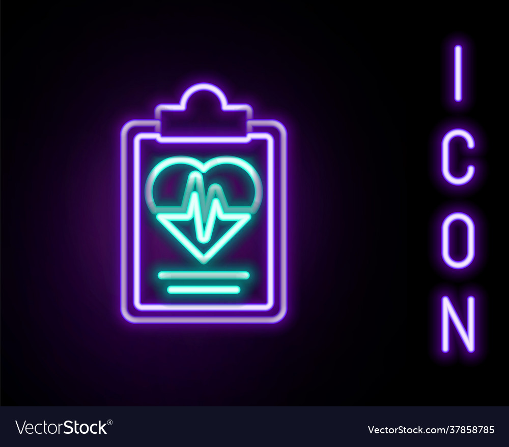 Glowing neon line health insurance icon isolated