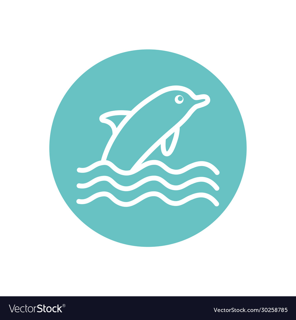 Isolated dolphin line block style icon