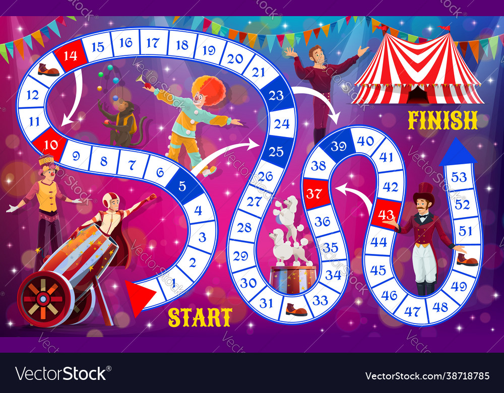 Kids board game circus funfair and clowns puzzle Vector Image