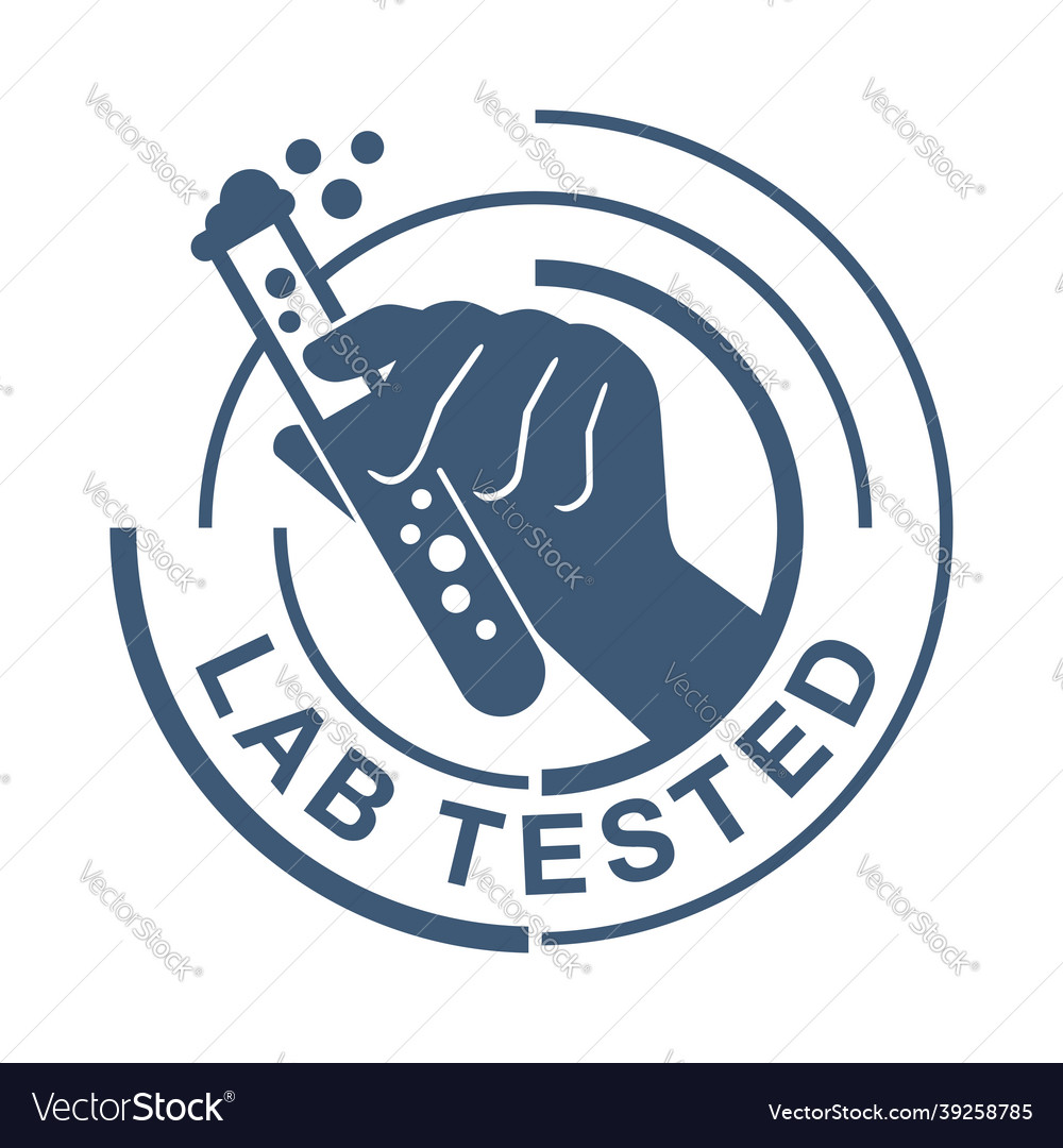 Lab tested - hand holds laboratory flask vector image Lab tested - hand holds laboratory flask