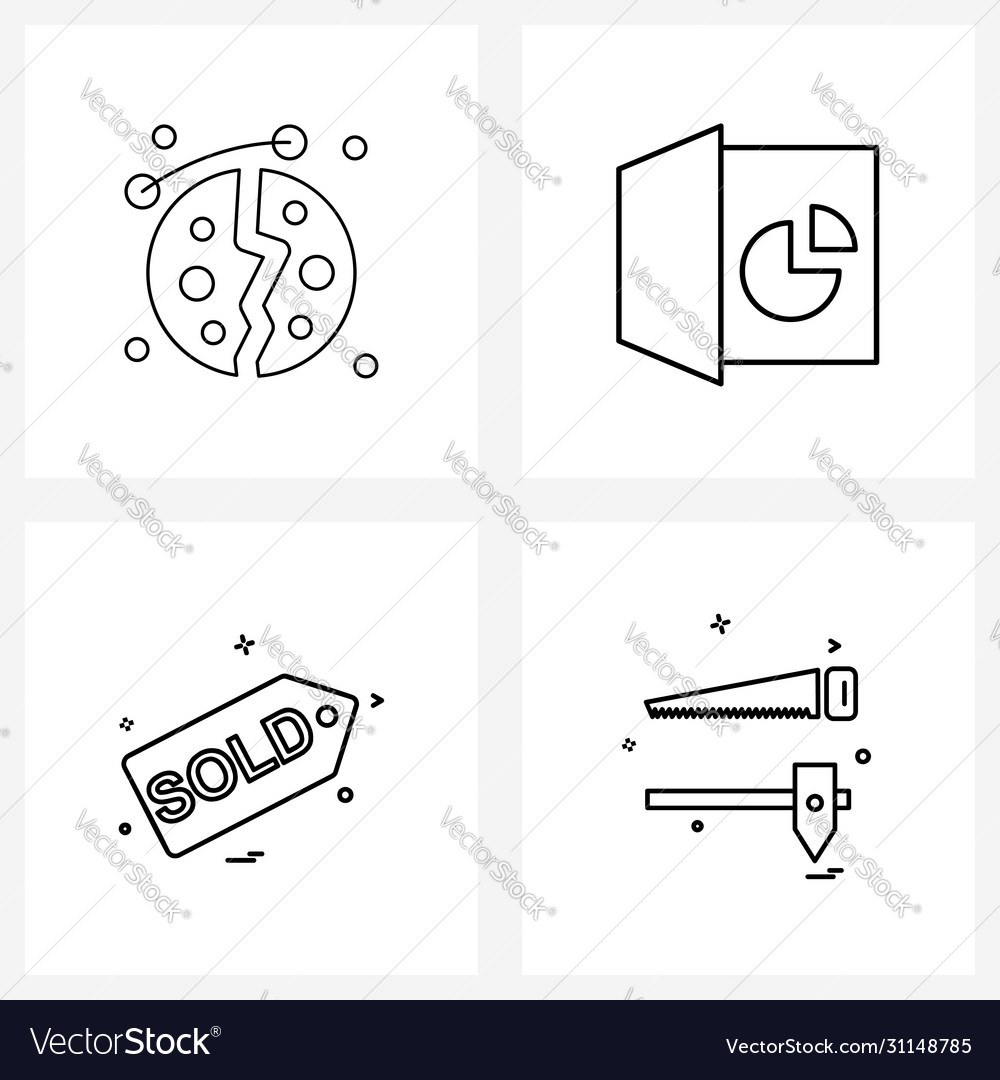 Modern style set 4 line pictograph grid based