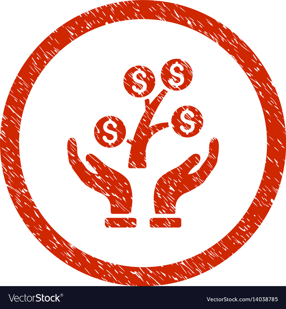 Money tree care hands rounded grainy icon