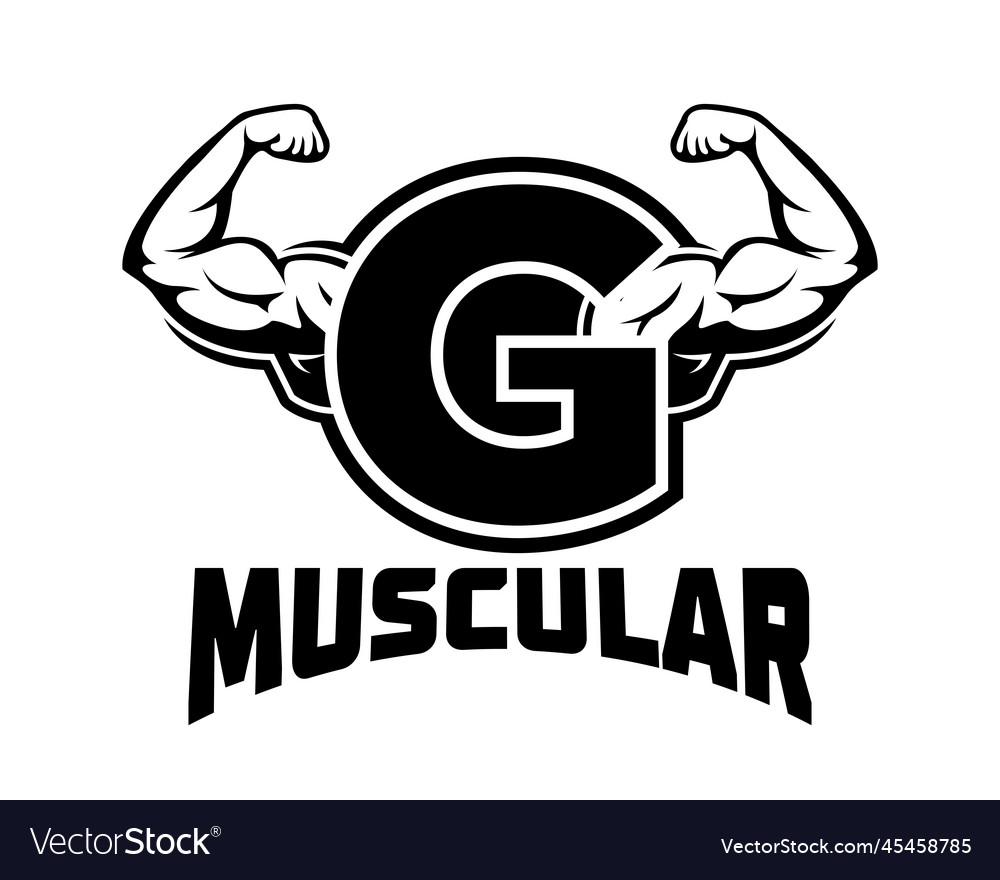 Muscular arm letter g logo fitness gym