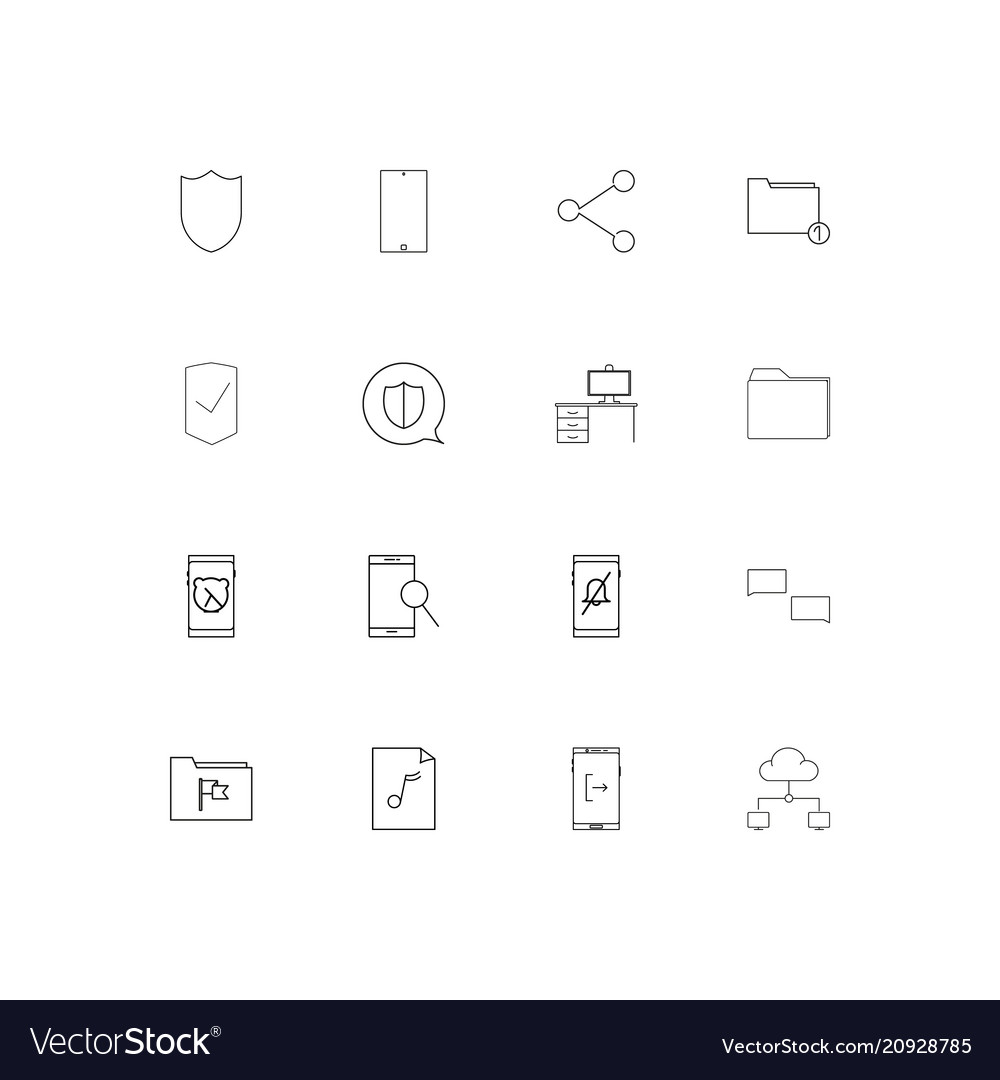 Network and database linear thin icons set