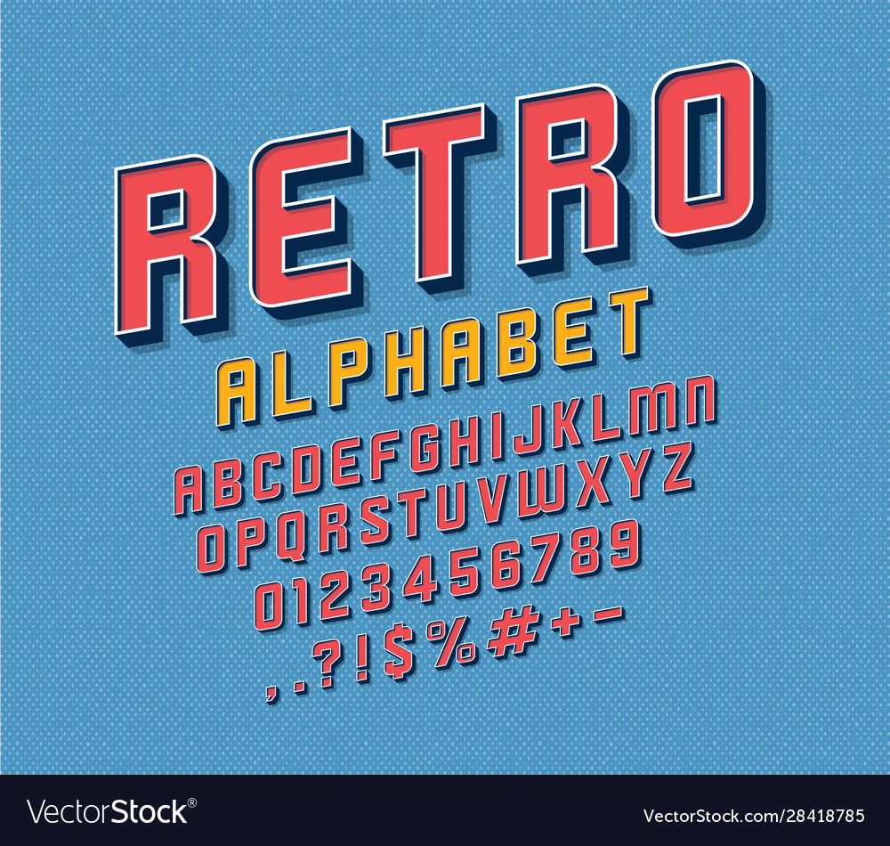 Retro font Royalty Free Vector Image - VectorStock