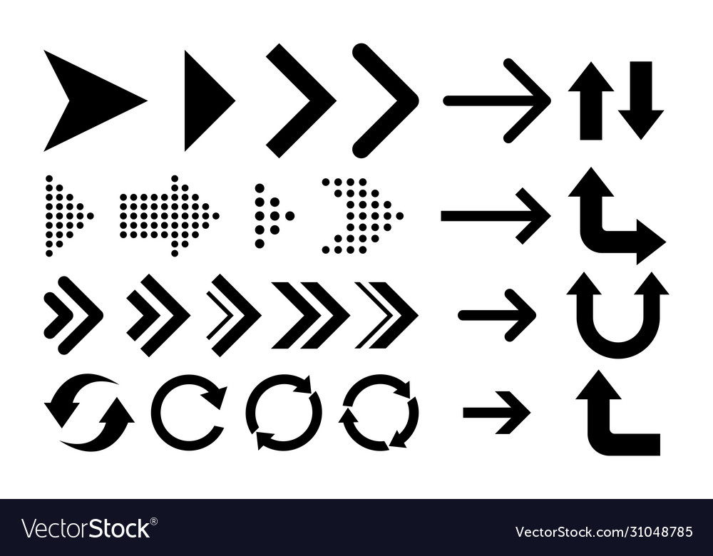 Set arrows simple lines curve sign isolated vector image Set arrows simple lines curve sign isolated