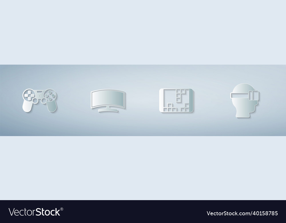 Set game controller or joystick computer monitor vector image Set game controller or joystick computer monitor