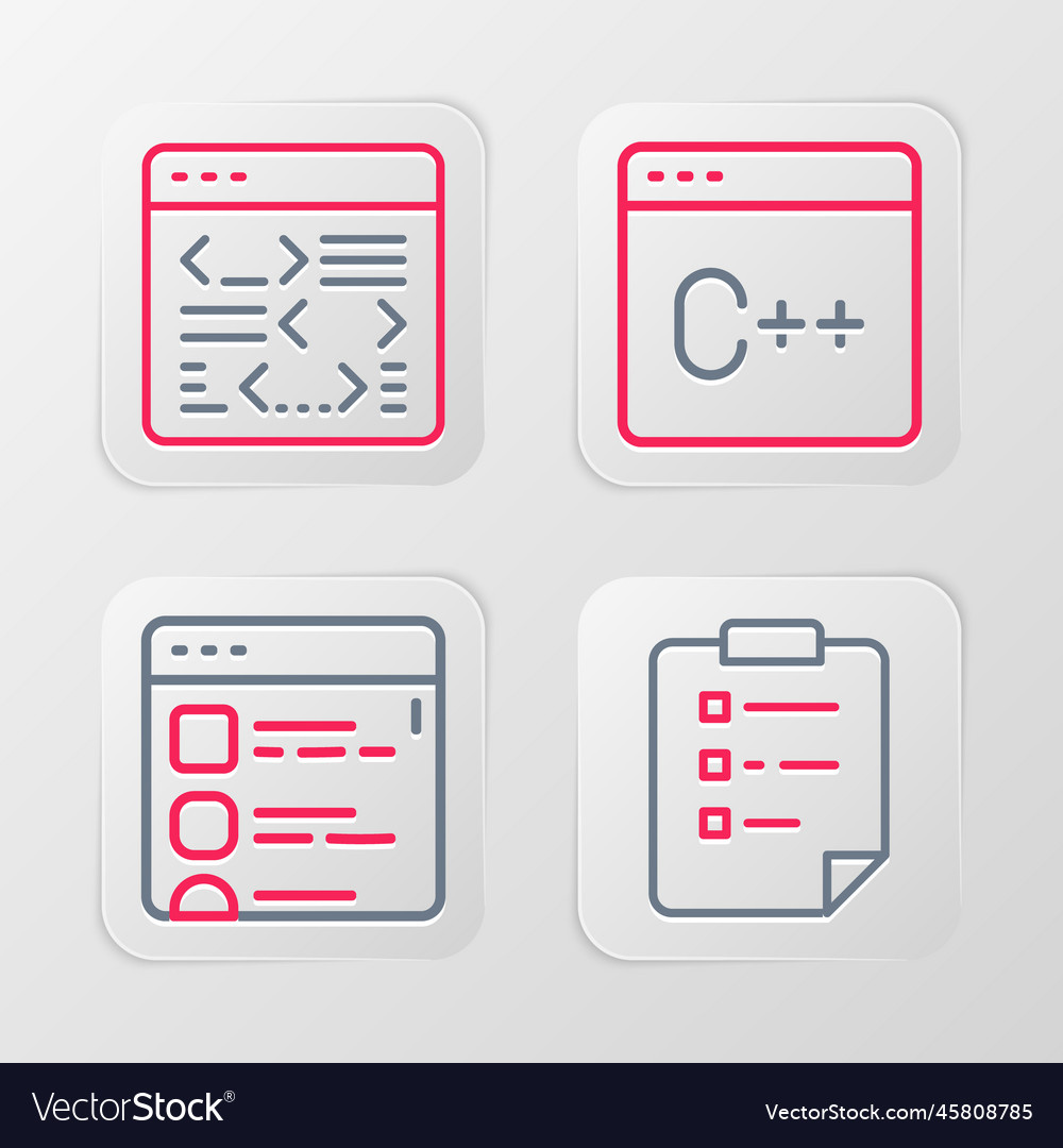 Set line clipboard with checklist browser files Vector Image Set line clipboard with checklist browser files