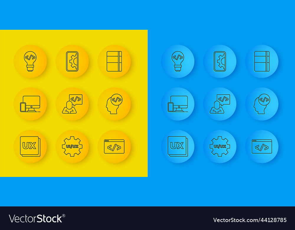 Set line ui or ux design monitor and mobile vector image Set line ui or ux design monitor and mobile