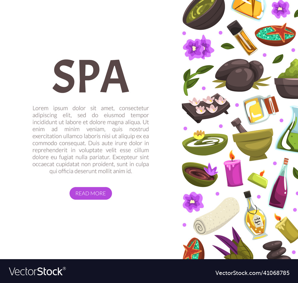 Spa and beauty landing page with rolled towel vector image Spa and beauty landing page with rolled towel