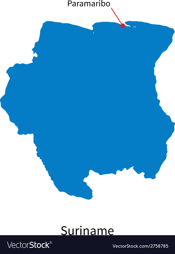 Suriname Map with Paramaribo
