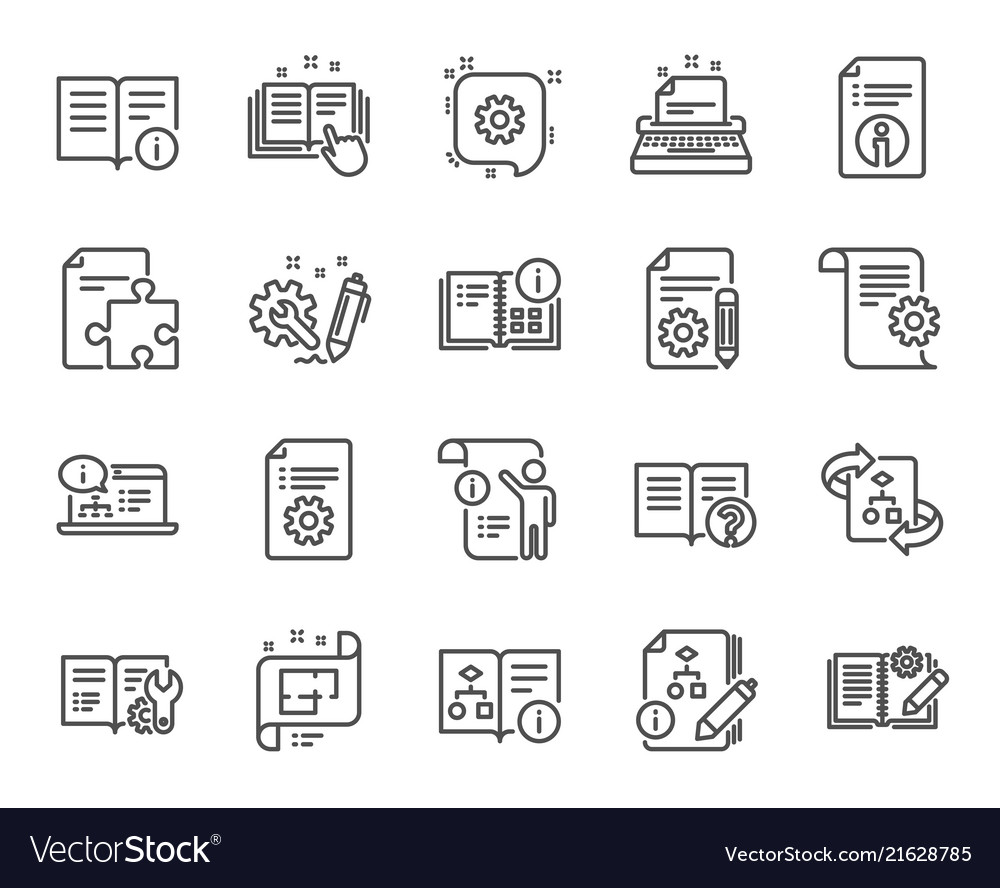 Technical documentation line icons set vector image Technical documentation line icons set