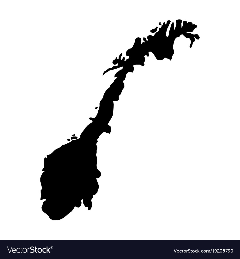 Black silhouette country borders map of norway