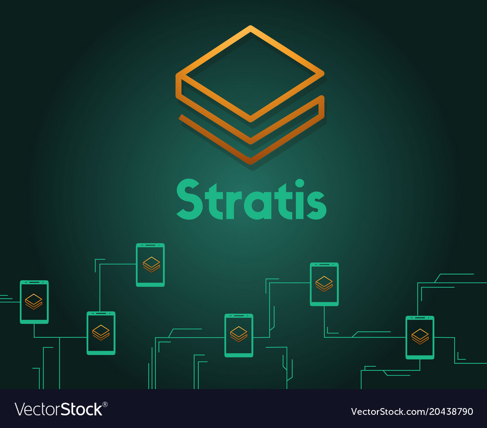 Cryptocurrency stratis blockchain circuit on green