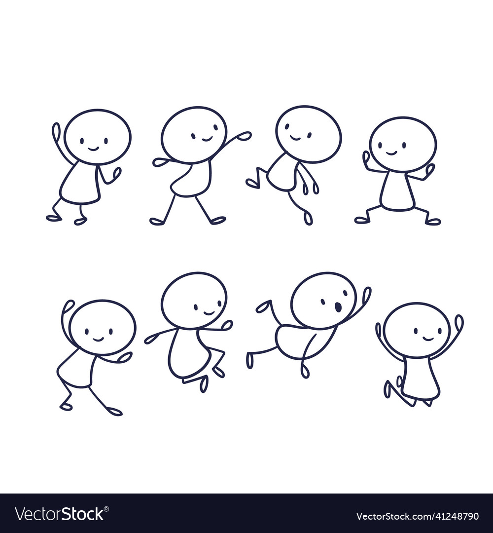 Hand drawn stickman set isolated on white Vector Image