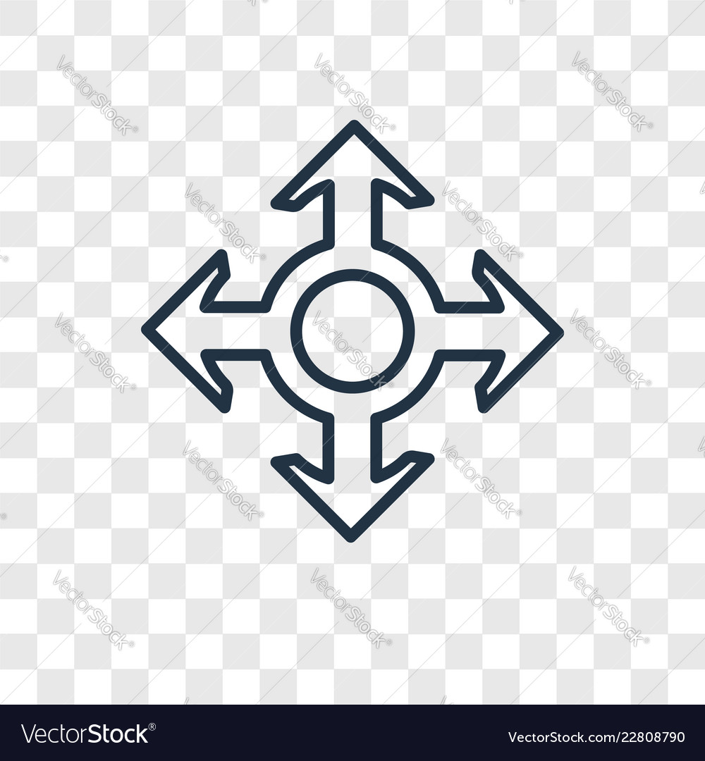 Move concept linear icon isolated on transparent vector image Move concept linear icon isolated on transparent