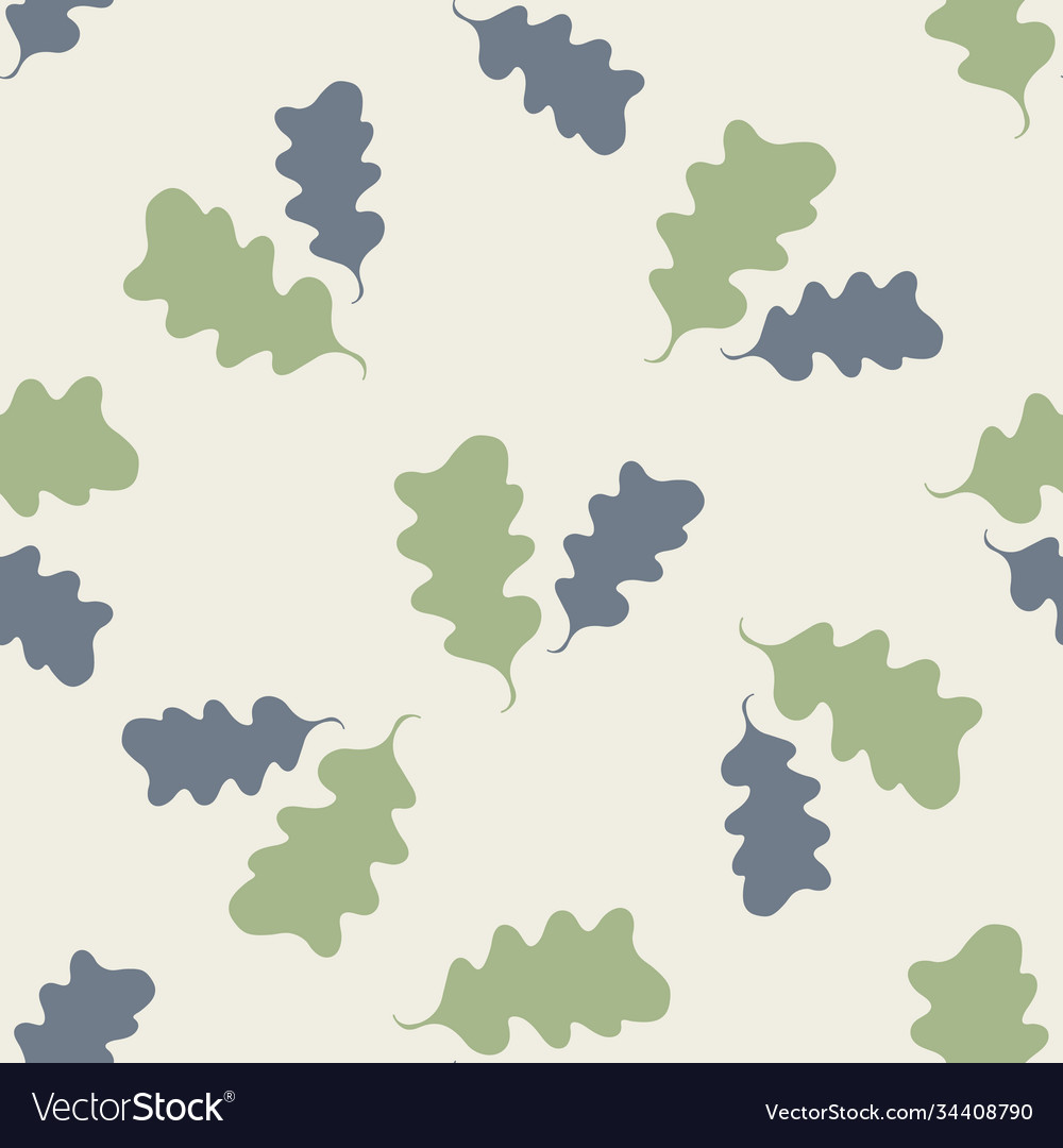 Pairs green oak leaves seamless pattern