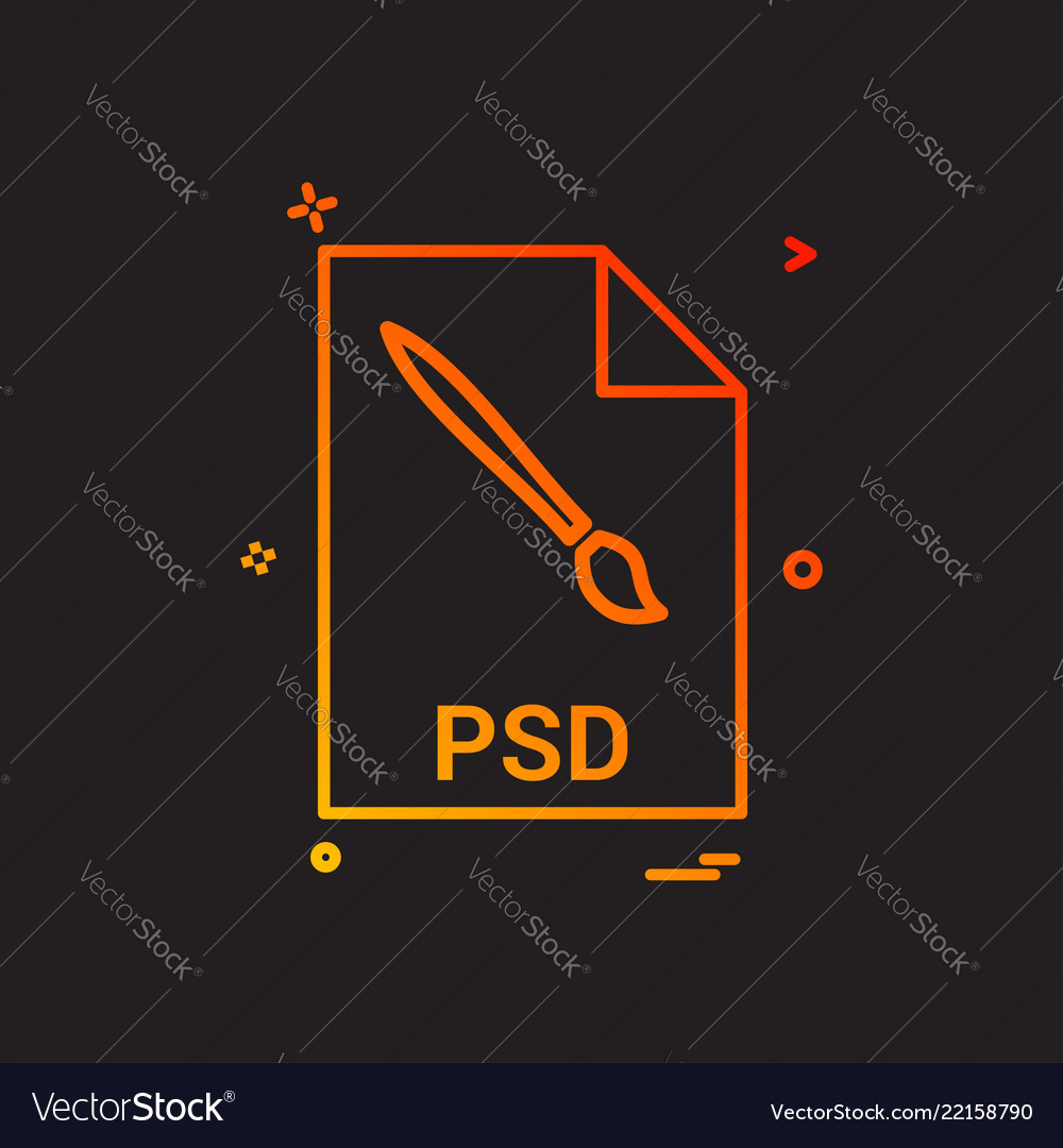 Psd file extension format icon design vector image Psd file extension format icon design