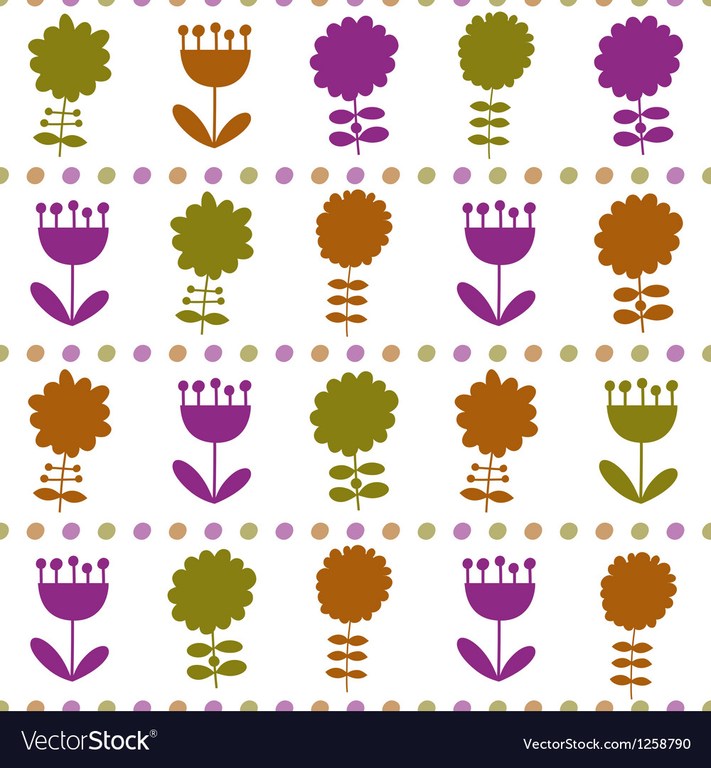 Seamless pattern with different flowers