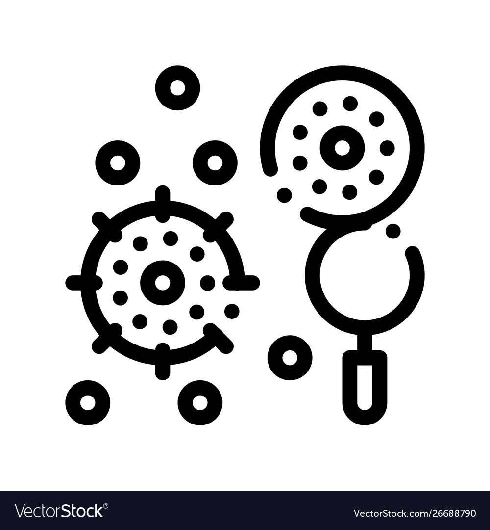Searching pathogen element thin line icon vector image Searching pathogen element thin line icon