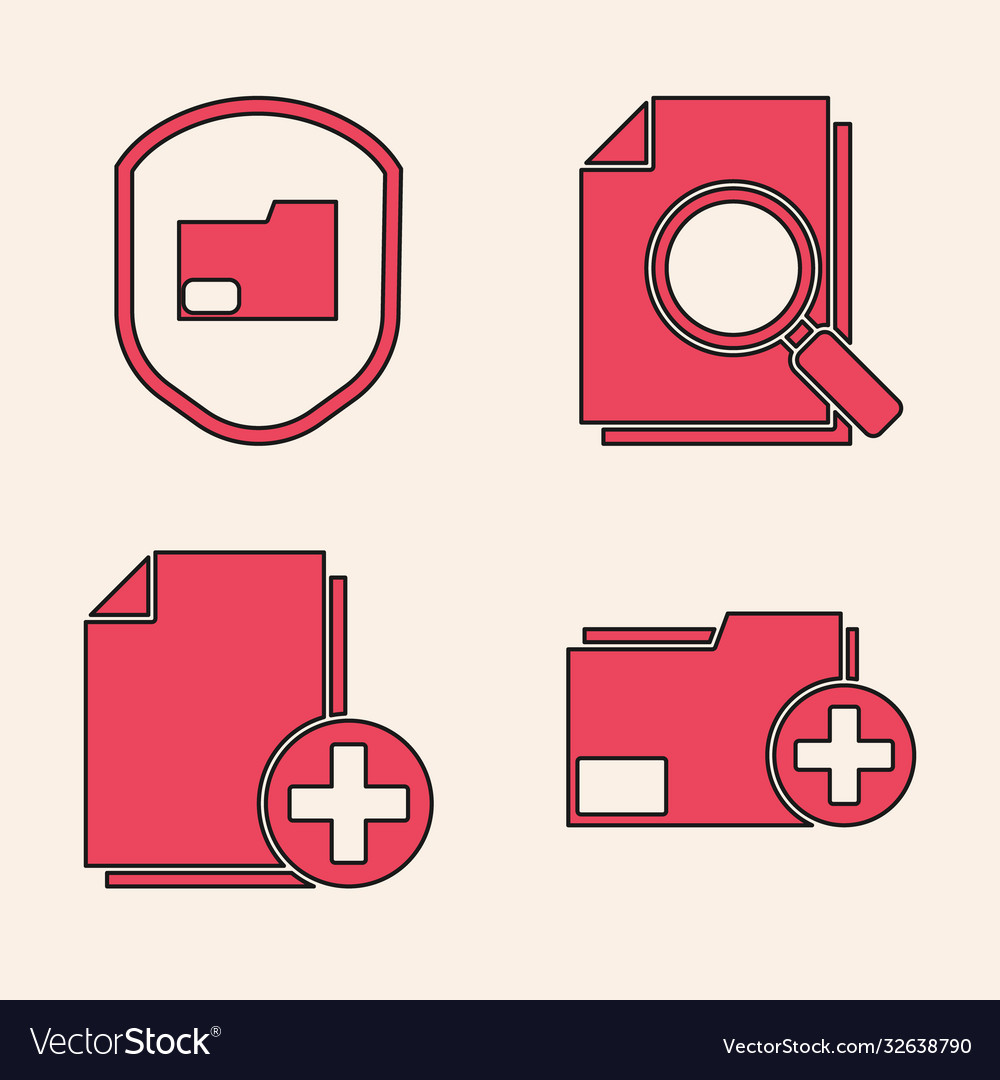 Set add new folder document protection vector image Set add new folder document protection