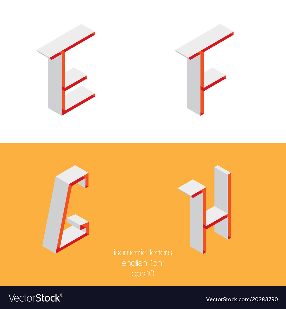 Set of isometry letters e f g h font part