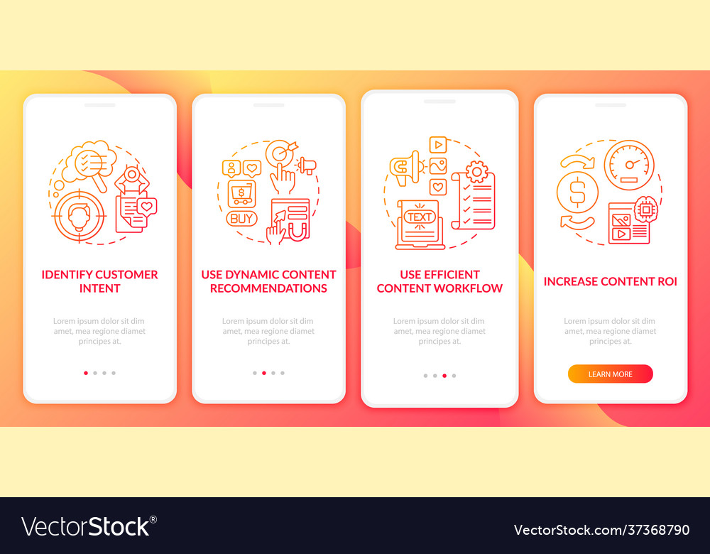 Smart content creation tips red onboarding mobile Vector Image Smart content creation tips red onboarding mobile