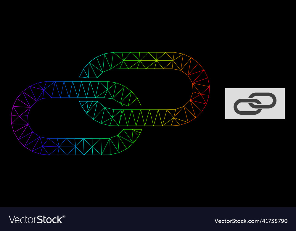 Spectral gradiented polygonal network chain icon vector image Spectral gradiented polygonal network chain icon
