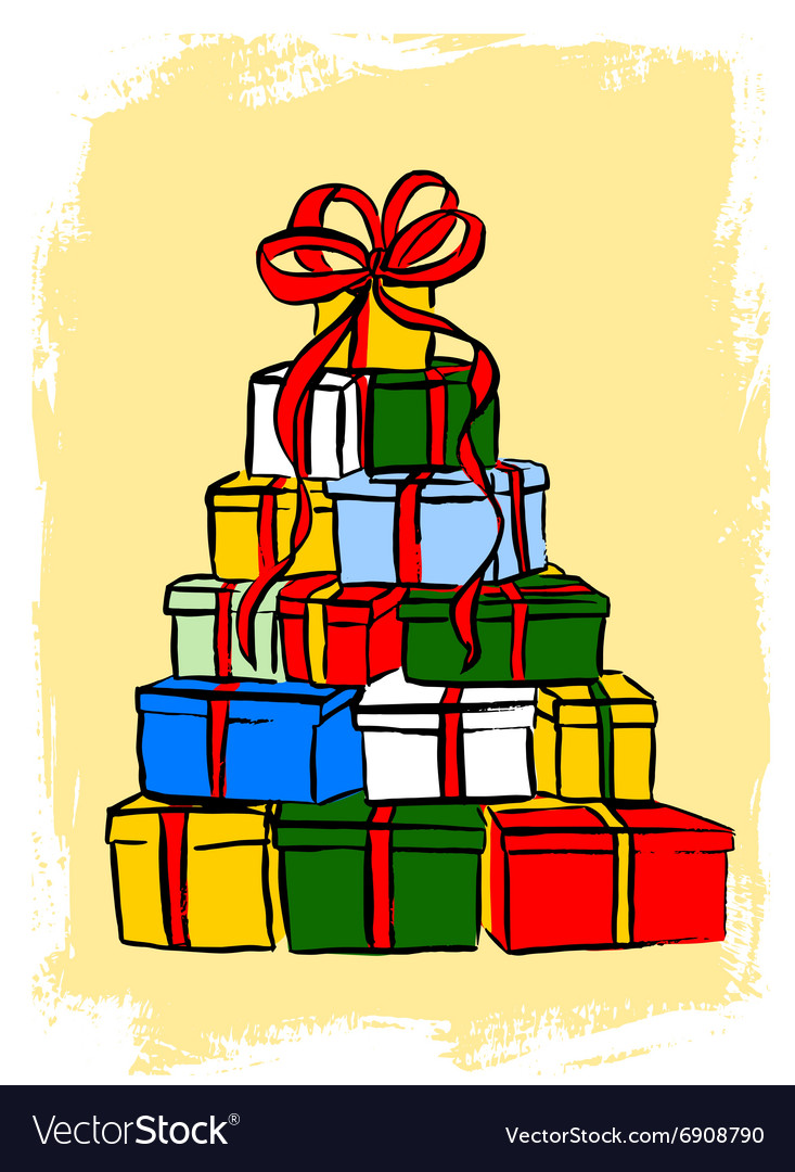 Stack christmas gifts Royalty Free Vector Image